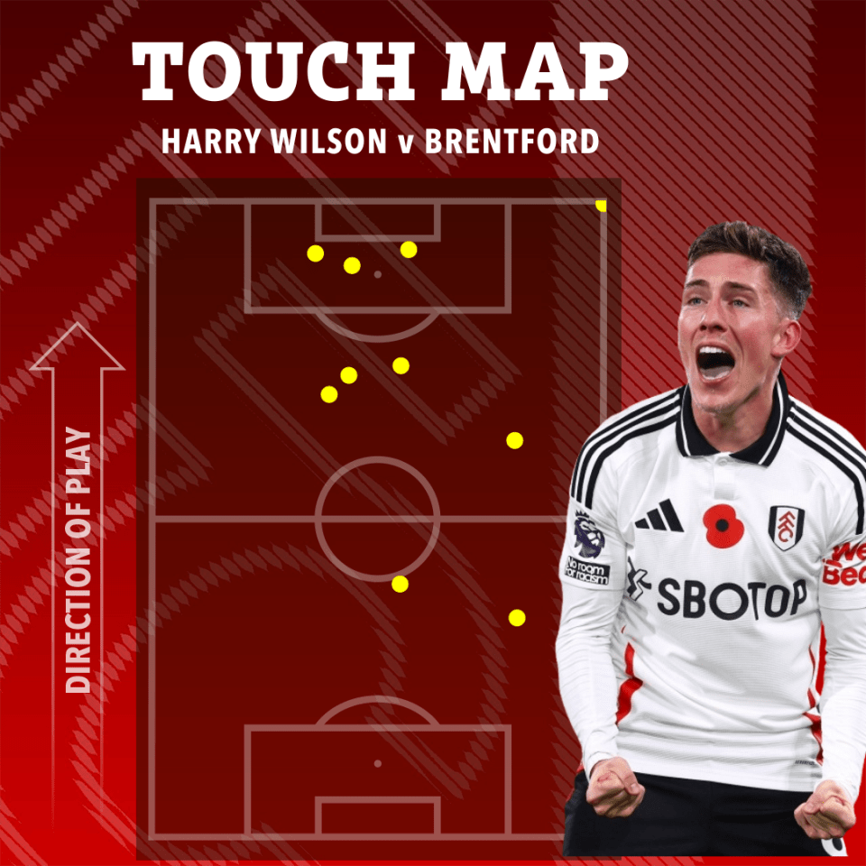 a touch map for harry wilson and brentford