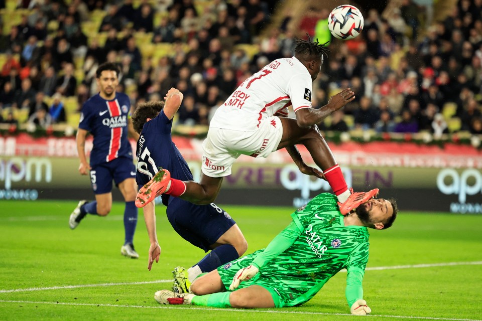 Soccer player suffers injury after accidental collision with another player.