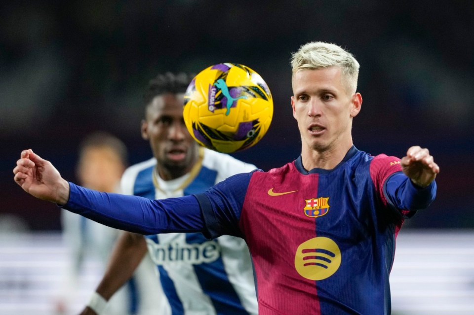 epa11779815 FC Barcelona's Dani Olmo in action during the LaLiga EA Sports soccer match between FC Barcelona and Leganes at Lluis Companys stadium in Barcelona, Catalonia, Spain, 15 December 2024. EPA/Alejandro Garcia