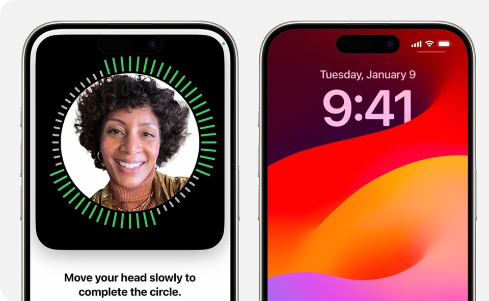 iPhone 15 Pro Face ID and contactless payment.