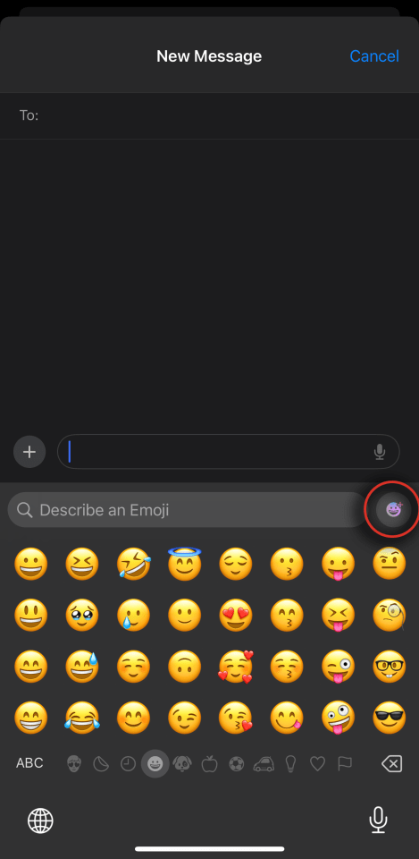 Emoji keyboard with search bar.