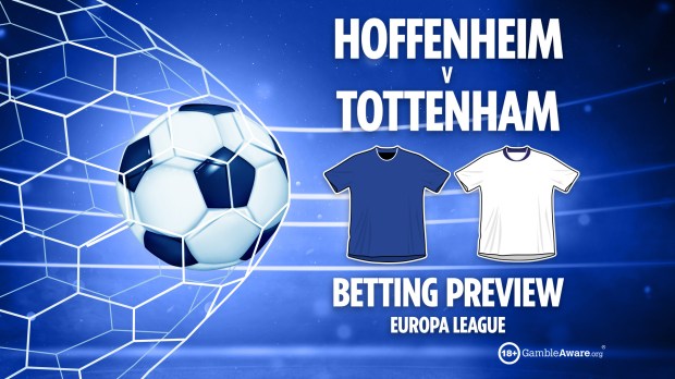 Illustration of a soccer ball in a net, Hoffenheim vs. Tottenham Europa League betting preview.