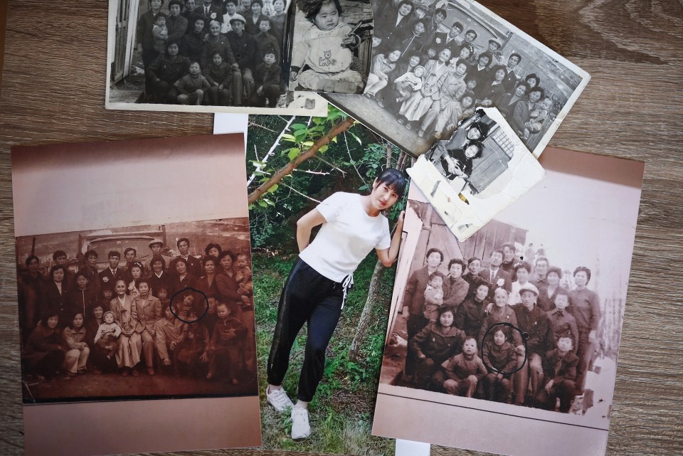 Family photos of missing North Korean Kim Cheol Ok, shown alongside a recent photo of her sister.