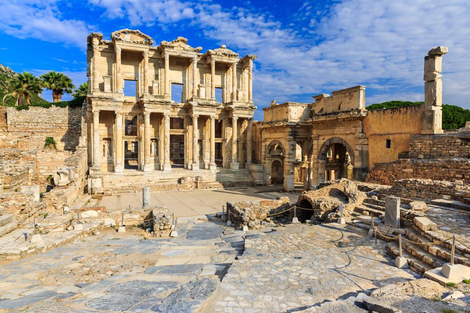Ruins of the Celsius Library in Ephesus, Turkey.