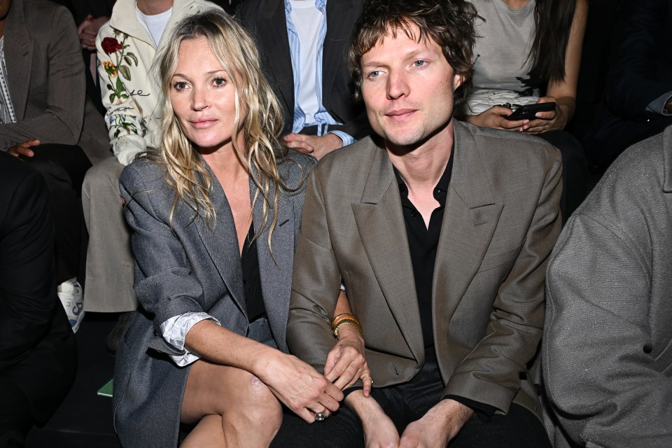 Kate Moss and Nikolai von Bismarck at the Dior Homme fashion show.