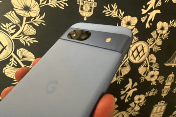 Google Pixel 8a smartphone in hand.