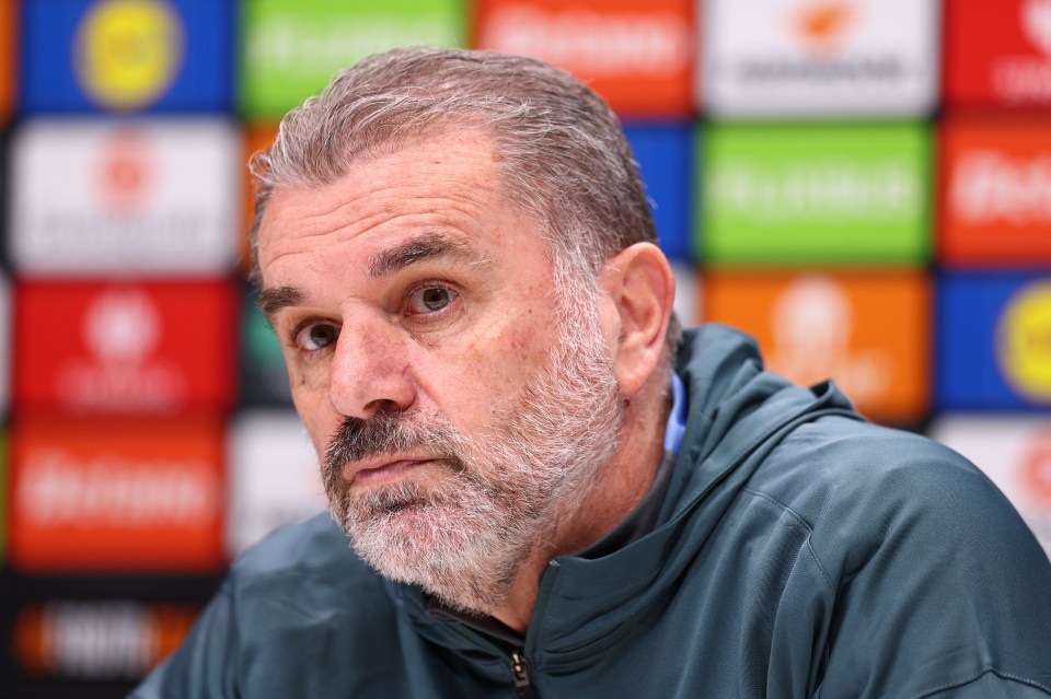 Ange Postecoglou, Tottenham manager, at a press conference.