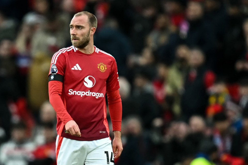 Christian Eriksen in Manchester United uniform.