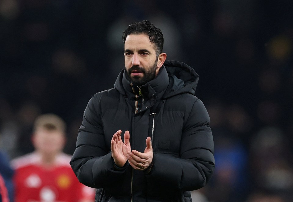 Ruben Amorim, Manchester United manager, applauding.