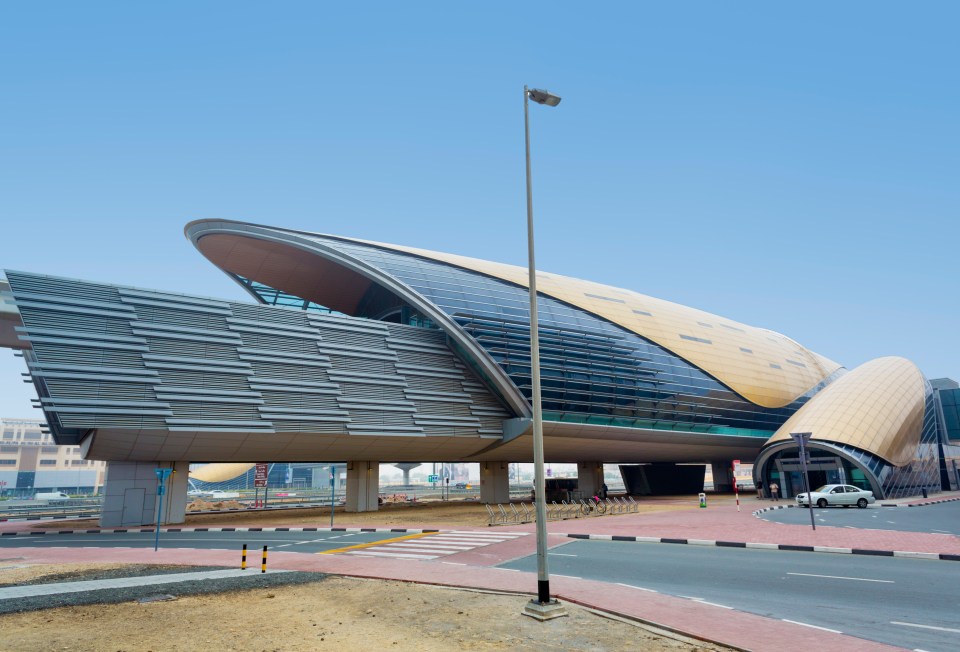 Modern railroad station in a city.