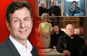 Collage of EastEnders cast members.