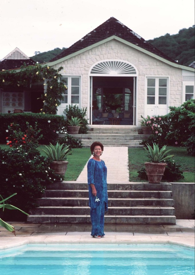 Princess Margaret at her Mustique villa in 1985.