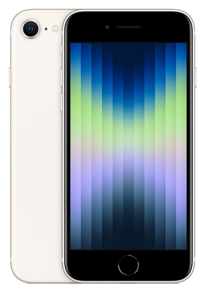 iPhone SE 3 in white.