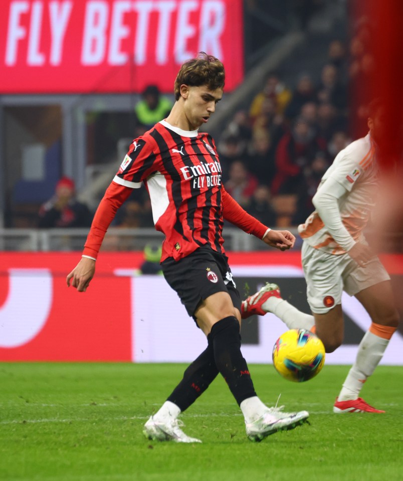 Joao Felix of AC Milan scoring a goal.