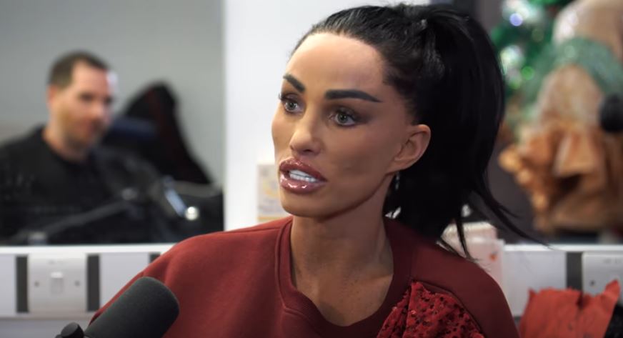 Katie Price in an interview, saying she doesn't pay for surgery.