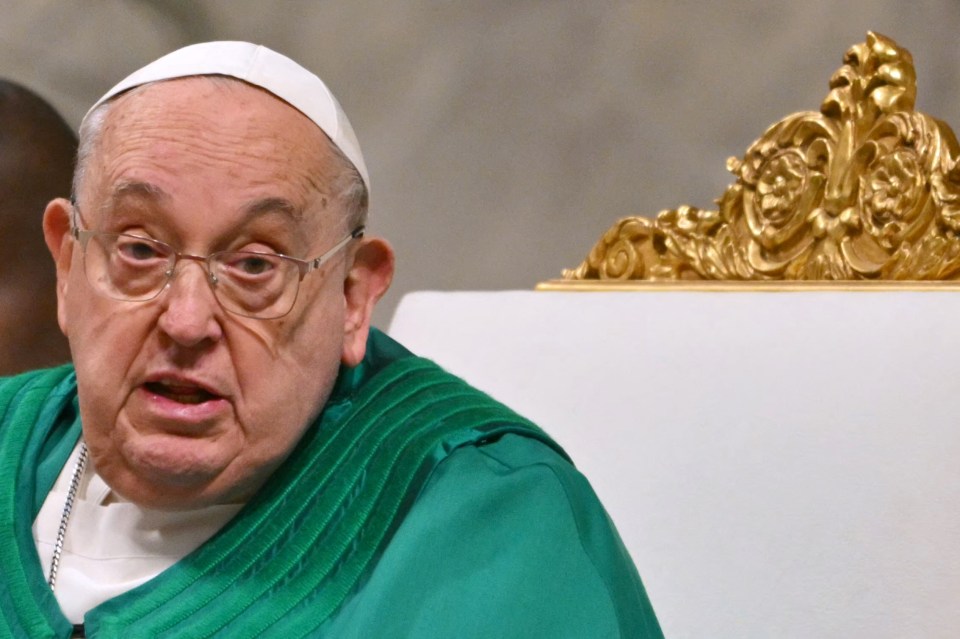 Pope Francis speaking.