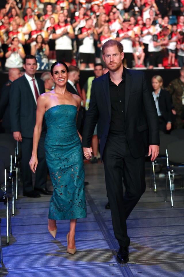 Prince Harry and Meghan, Duchess of Sussex, at the Invictus Games Düsseldorf 2023 closing ceremony.