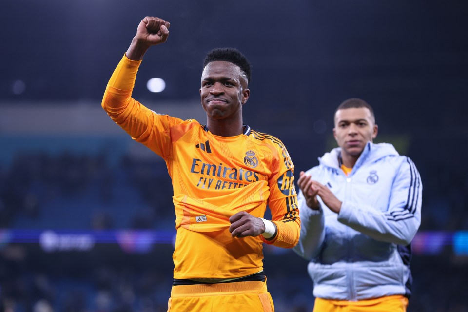Vinicius Junior of Real Madrid celebrating a goal.