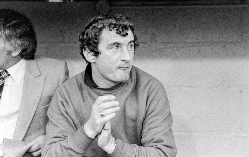 Black and white photo of David Pleat, Luton manager, 1982-1983.