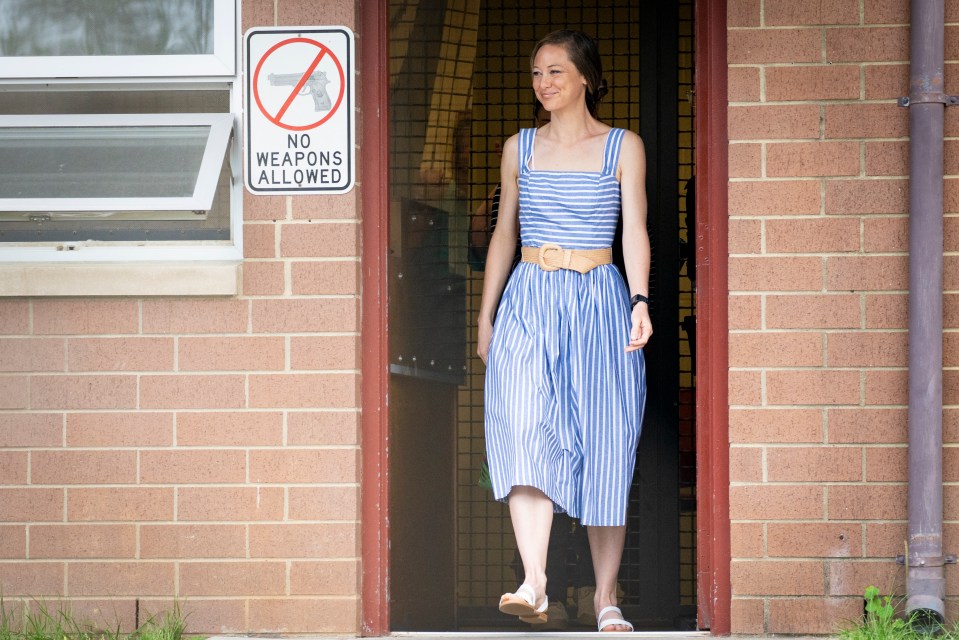 Molly Martens Corbett leaving prison on parole.