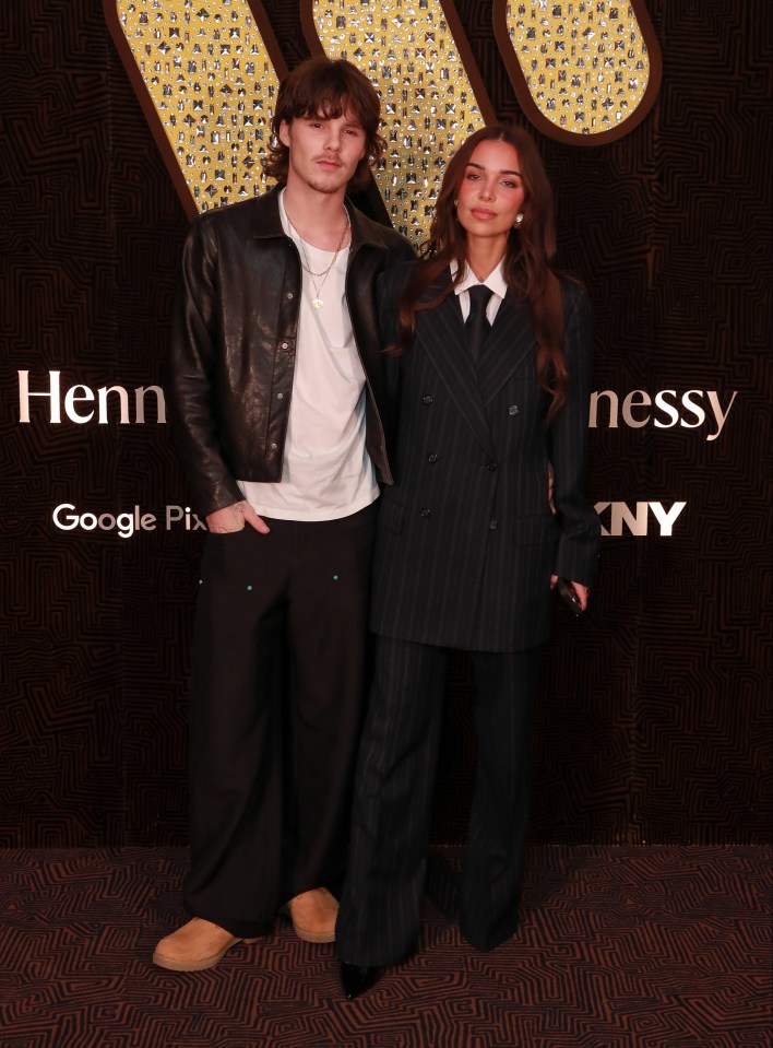 Cruz Beckham and Jackie Apostel at a Warner Music Group after-party.