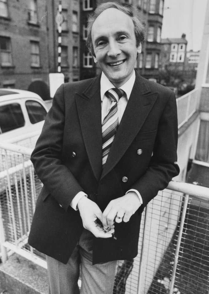 Black and white photo of Barry Davies, a BBC presenter.