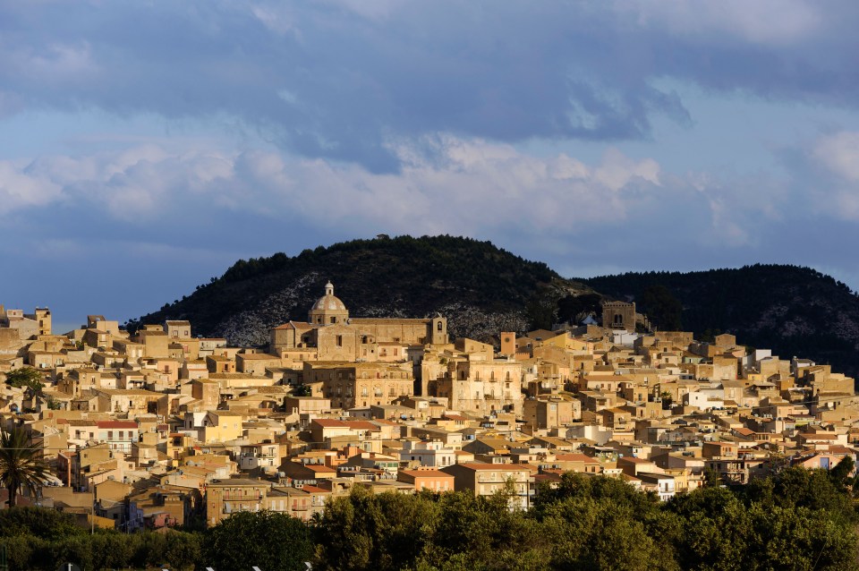 Siculiana, Sicily, Italy, hillside town.