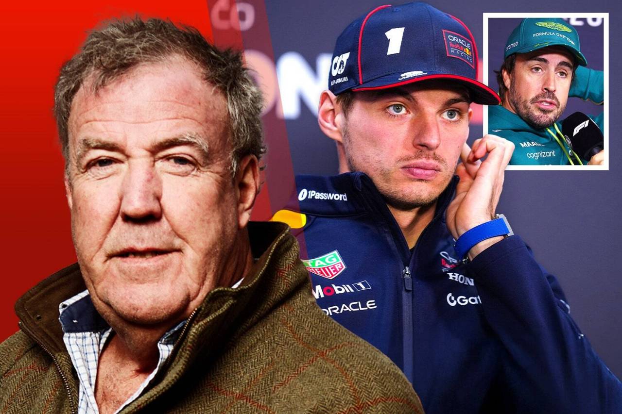 Collage of Jeremy Clarkson and Formula 1 drivers.