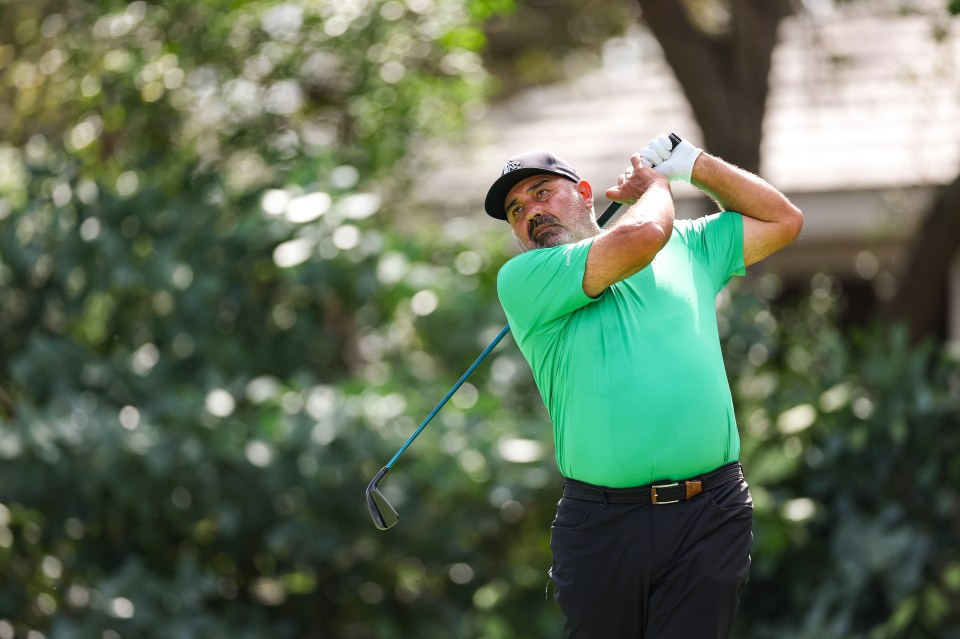 Angel Cabrera of Argentina playing golf.