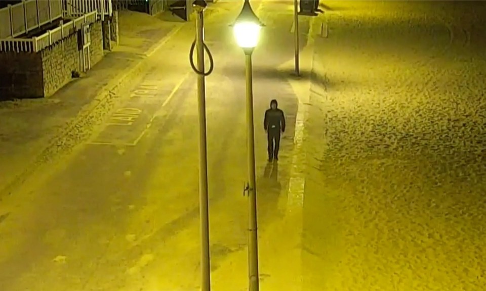 CCTV footage of Nasen Saadi walking on a beach.