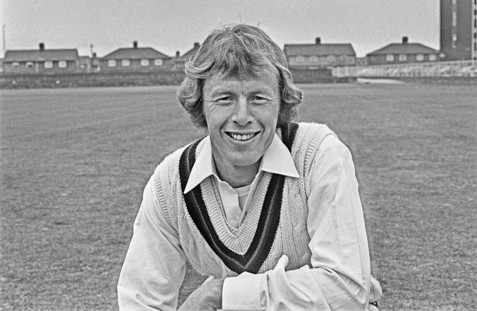 Black and white photo of Peter Lever, a Lancashire County Cricket Club player, smiling.