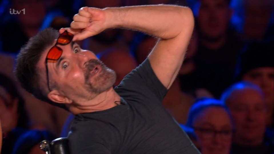 Simon Cowell reacting during a Britain's Got Talent audition.