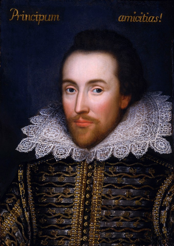 Oil painting portrait of William Shakespeare.