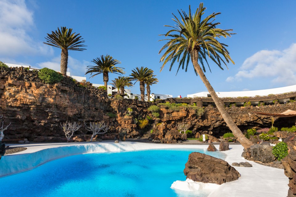 Jameos del Agua pool and surrounding landscape.