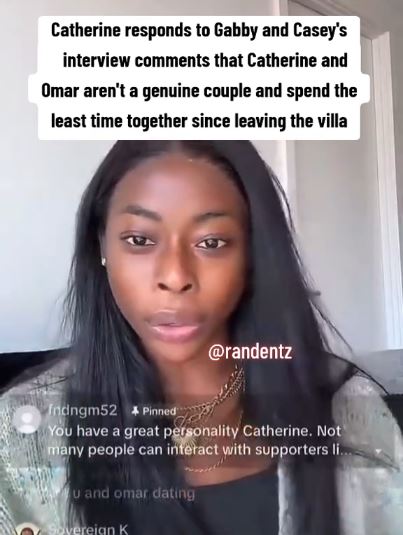 Catherine from Love Island responds to rumors about her relationship with Omar.