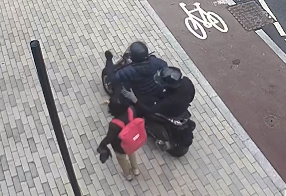 CCTV image of moped theft in London.