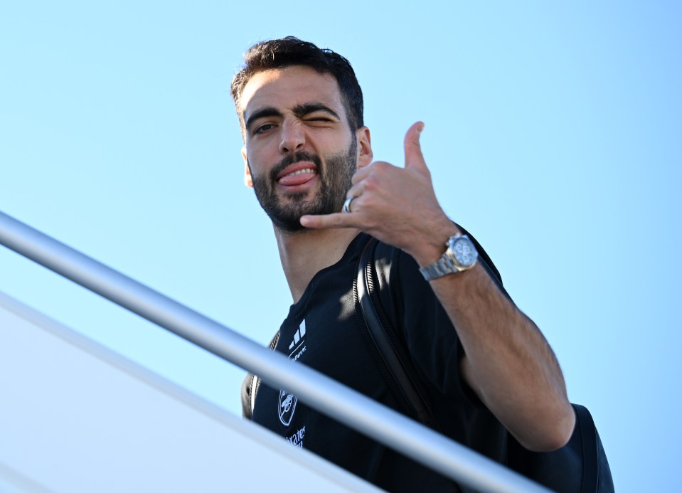 Mikel Merino of Arsenal departing for Eindhoven.
