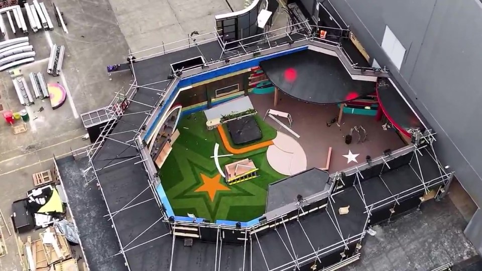 Aerial view of the Big Brother house set.