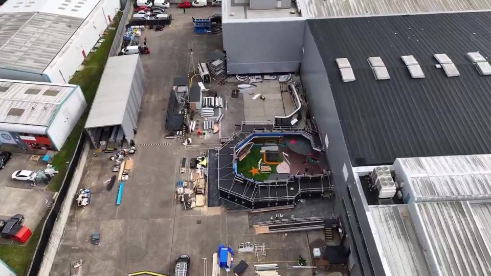 Aerial view of the Big Brother house set under construction.