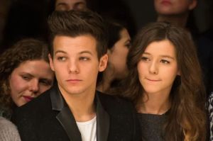An image collage containing 1 images, Image 1 shows Louis Tomlinson and Eleanor Calder at a fashion show