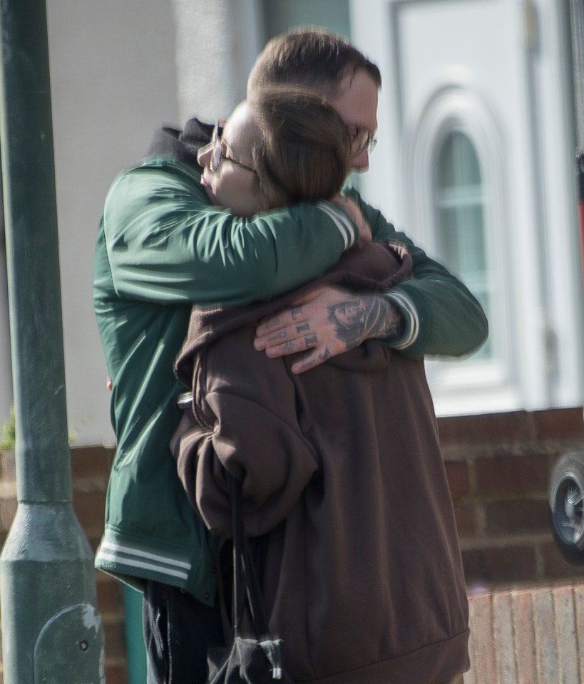 A convicted pedophile embracing a young woman.