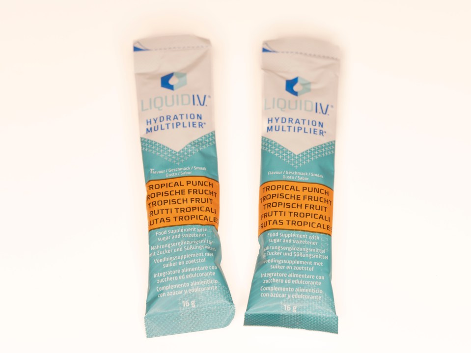 Two Liquid I.V. Hydration Multiplier packets.