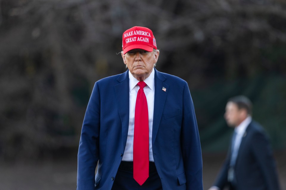 Donald Trump wearing a "Make America Great Again" hat.
