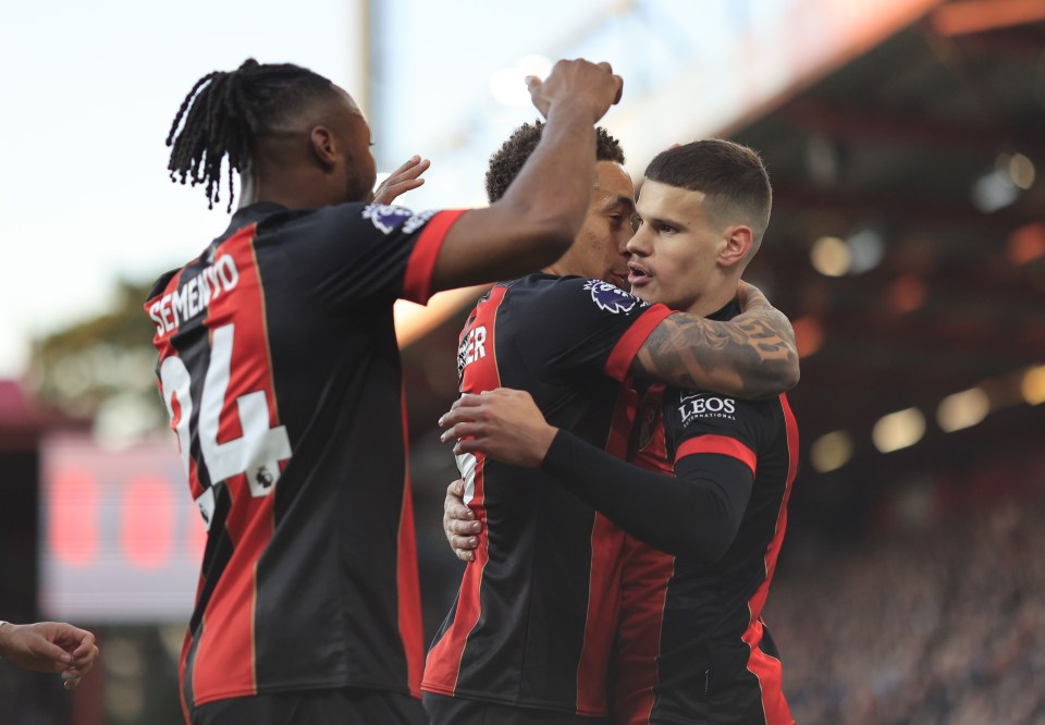 Bournemouth players celebrating a goal.