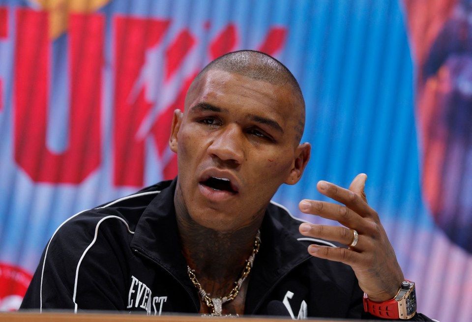 Conor Benn at a press conference.