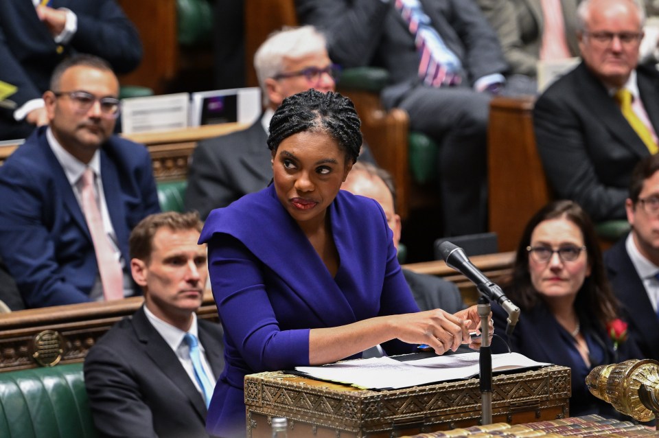 Kemi Badenoch, Conservative Party leader, speaking during Prime Minister's Questions in the House of Commons.