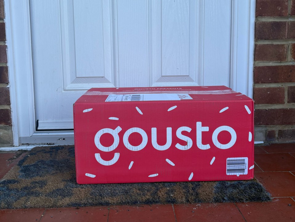 Gousto delivery box on a doorstep.
