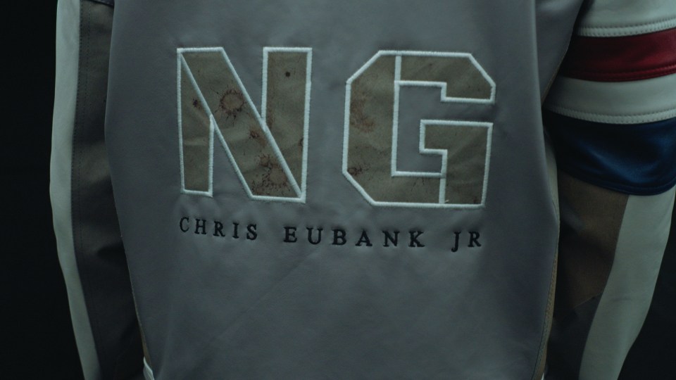 Chris Eubank Jr. jacket with "NG" embroidered on the back.