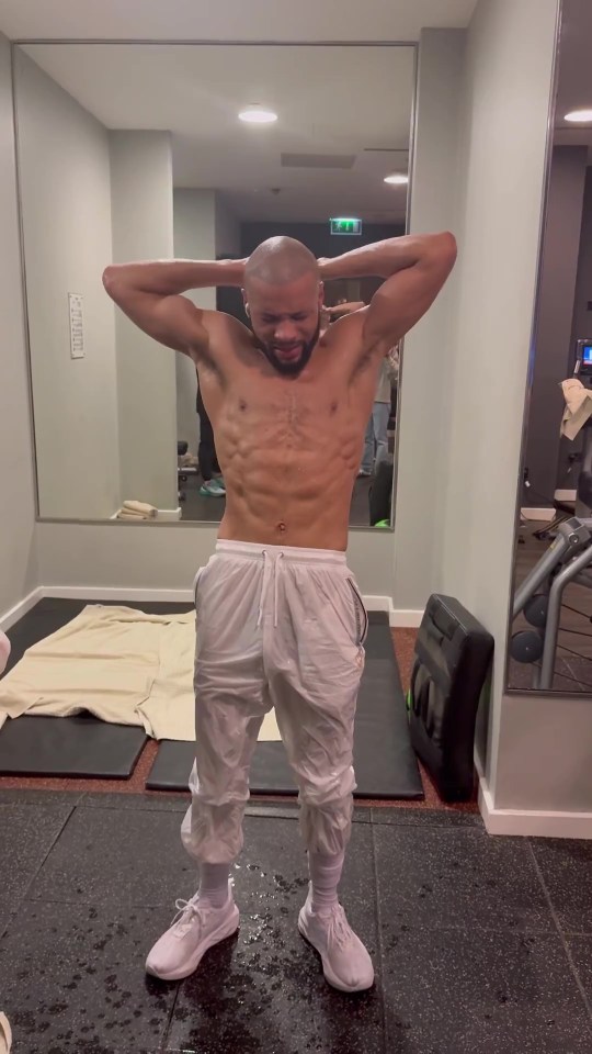 Chris Eubank Jr. sweating after a workout.