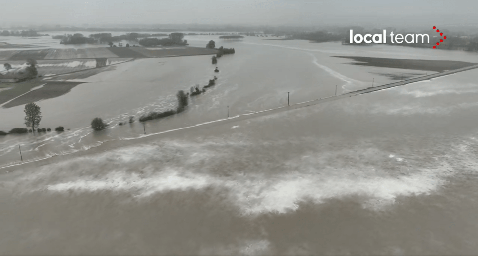 Aerial view of flooding in Italy.
